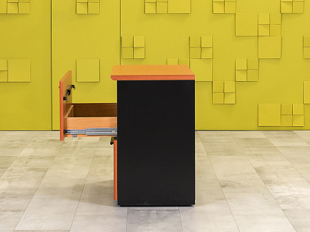 Офисная тумба для оргтехники Steelcase 800x460x730 ЛДСП Вишня Выдвижные ящики Франция_ТО2ЯШ-280923