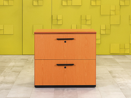 Офисная тумба для оргтехники Steelcase 800x460x730 ЛДСП Вишня Выдвижные ящики Франция_ТО2ЯШ-280923
