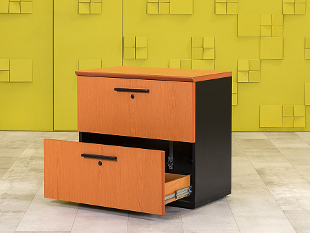 Офисная тумба для оргтехники Steelcase 800x460x730 ЛДСП Вишня Выдвижные ящики Франция_ТО2ЯШ-280923