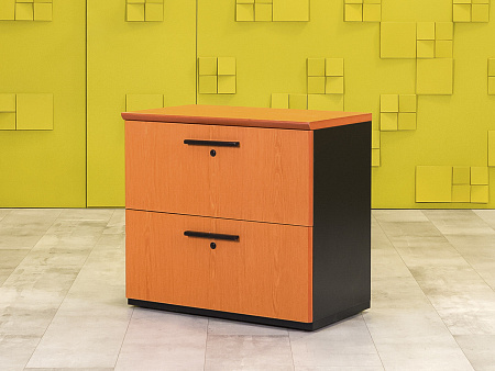Офисная тумба для оргтехники Steelcase 800x460x730 ЛДСП Вишня Выдвижные ящики Франция_ТО2ЯШ-280923