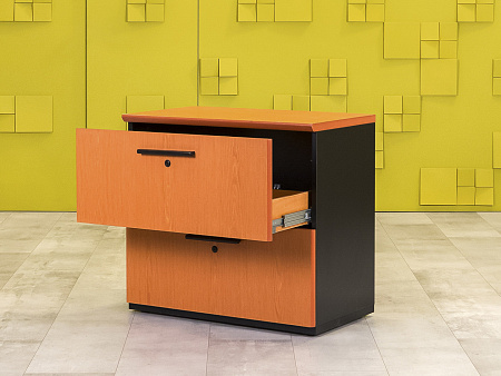 Офисная тумба для оргтехники Steelcase 800x460x730 ЛДСП Вишня Выдвижные ящики Франция_ТО2ЯШ-280923